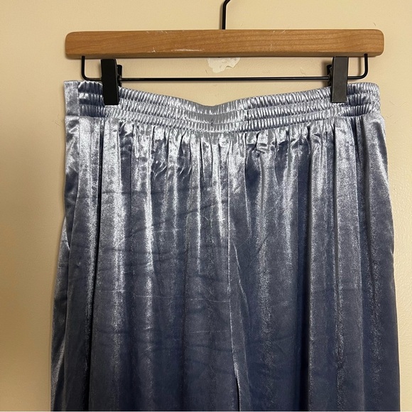 Christian Lacroix NWT Steel Blue Velvet Wide Leg High Waisted Pants Size Medium - Picture 4 of 10